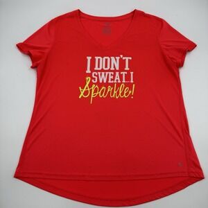 Danskin Now Semi fitted X-Large (16-18) T-shirt I Don't Sweat I Sparkle V‎ Neck